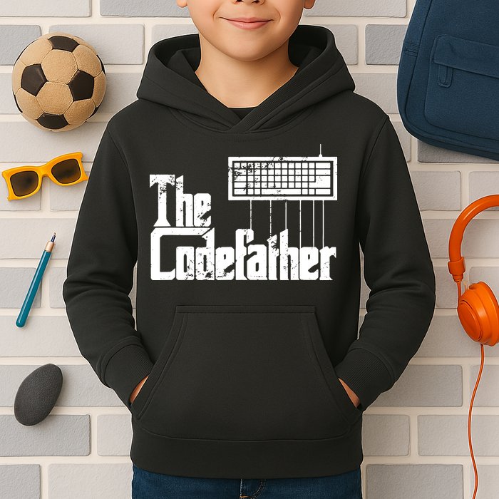 Funny Programmer Dad Gift The Codefather Vintage Coder Kids Hoodie