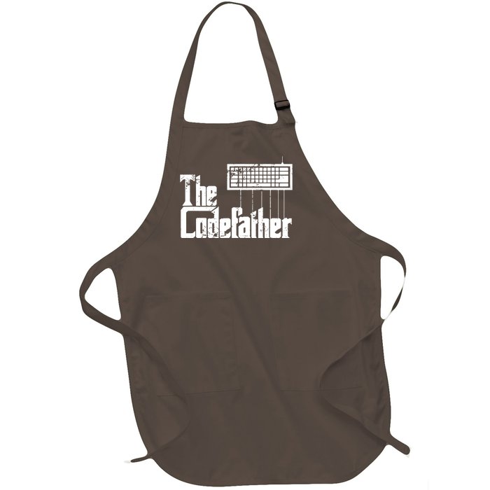 Funny Programmer Dad Gift The Codefather Vintage Coder Full-Length Apron With Pockets