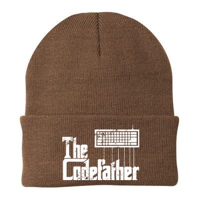 Funny Programmer Dad Gift The Codefather Vintage Coder Knit Cap Winter Beanie