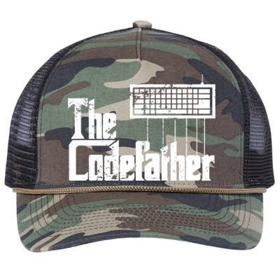 Funny Programmer Dad Gift The Codefather Vintage Coder Retro Rope Trucker Hat Cap