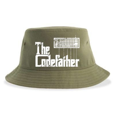 Funny Programmer Dad Gift The Codefather Vintage Coder Sustainable Bucket Hat