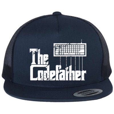 Funny Programmer Dad Gift The Codefather Vintage Coder Flat Bill Trucker Hat