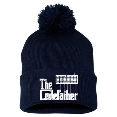 Funny Programmer Dad Gift The Codefather Vintage Coder Pom Pom 12in Knit Beanie