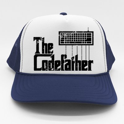 Funny Programmer Dad Gift The Codefather Vintage Coder Trucker Hat