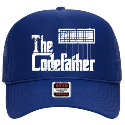 Funny Programmer Dad Gift The Codefather Vintage Coder High Crown Mesh Back Trucker Hat