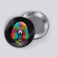 Funny Poodle Dog Miniature Poodle Toy Poodle Hippie Button