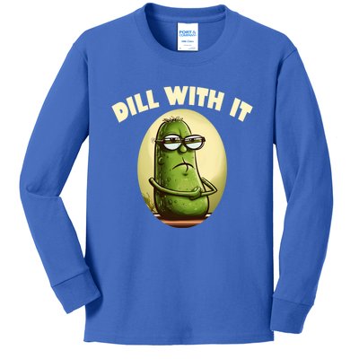 Funny Pickle Dill With It Gherkin Pun Gift Kids Long Sleeve Shirt