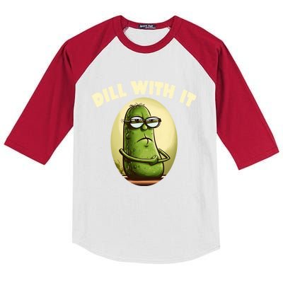 Funny Pickle Dill With It Gherkin Pun Gift Kids Colorblock Raglan Jersey