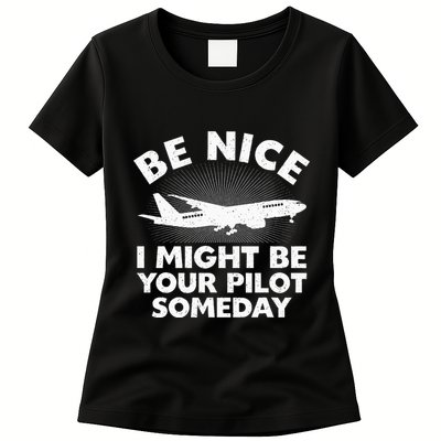 Funny Pilot Design Aviation Airplane Pilot Womens T-Shirt