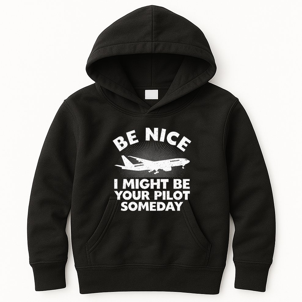 Funny Pilot Design Aviation Airplane Pilot Kids Hoodie