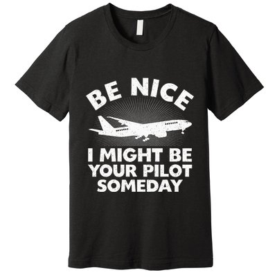 Funny Pilot Design Aviation Airplane Pilot Premium T-Shirt