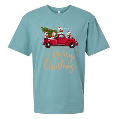 Funny Panda Driving Christmas Tree Truck Panda Christmas Gift Sueded Cloud Jersey T-Shirt