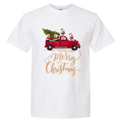 Funny Panda Driving Christmas Tree Truck Panda Christmas Gift Garment-Dyed Heavyweight T-Shirt