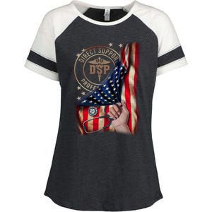 Funny Patriotic Dsp Usa Flag Nurses Week Funny Gift 4th Of July Cute Gift Enza Ladies Jersey Colorblock Tee