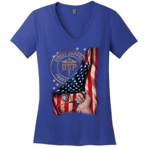 Funny Patriotic Dsp Usa Flag Nurses Week Funny Gift 4th Of July Cute Gift Women's V-Neck T-Shirt