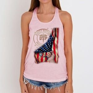 Funny Patriotic Dsp Usa Flag Nurses Week Funny Gift 4th Of July Cute Gift Women's Knotted Racerback Tank