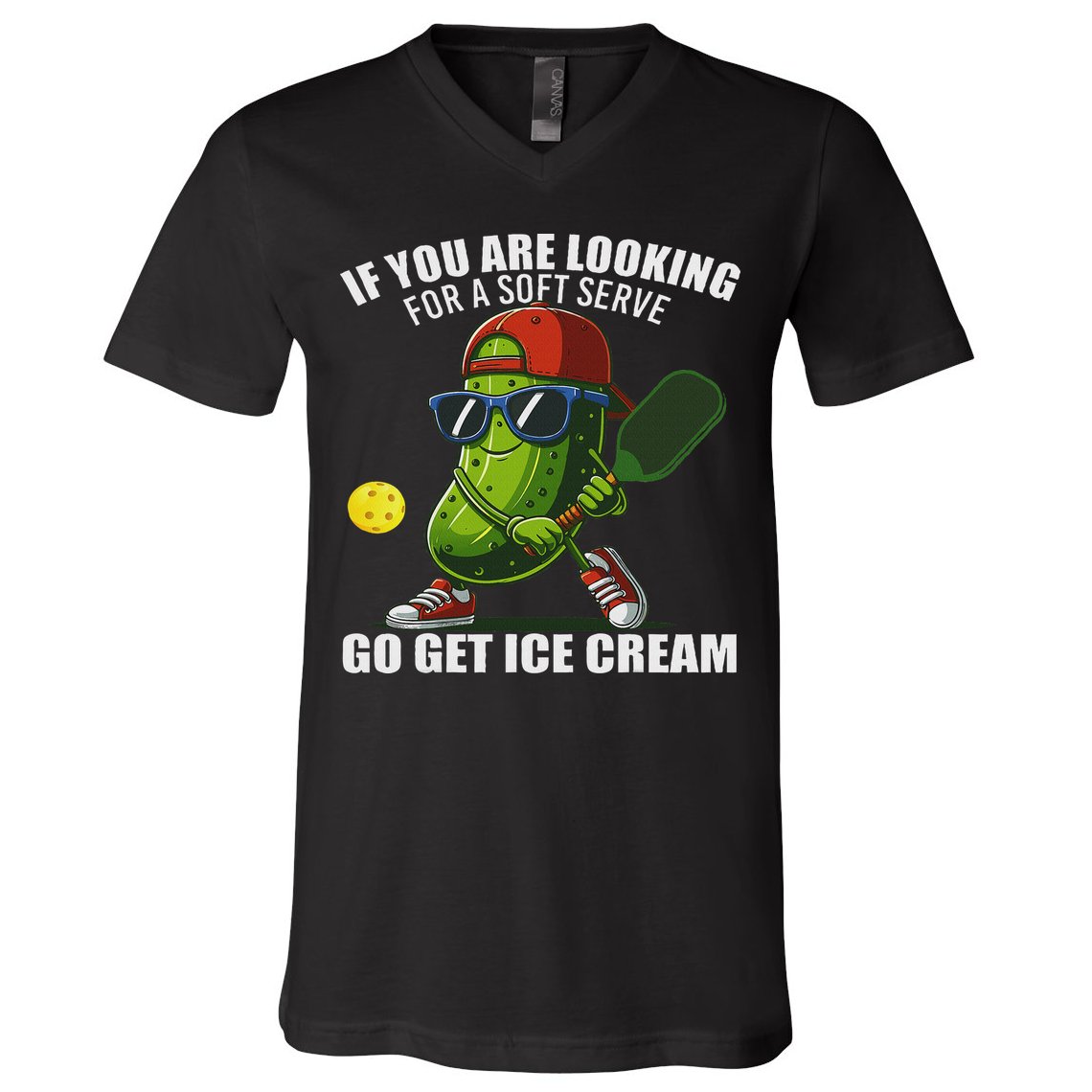 Funny Pickleball Design Funny Pickle Pickleball V-Neck T-Shirt