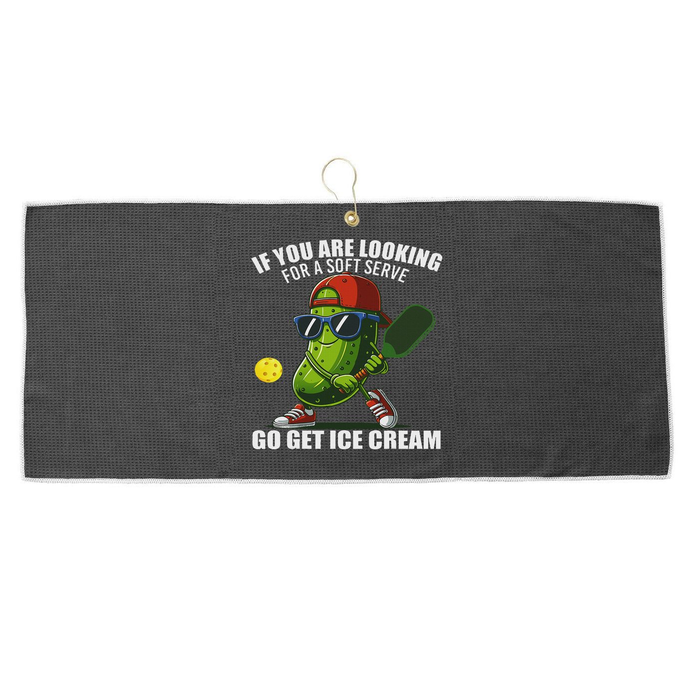 Funny Pickleball Design Funny Pickle Pickleball Large Microfiber Waffle Golf Towel