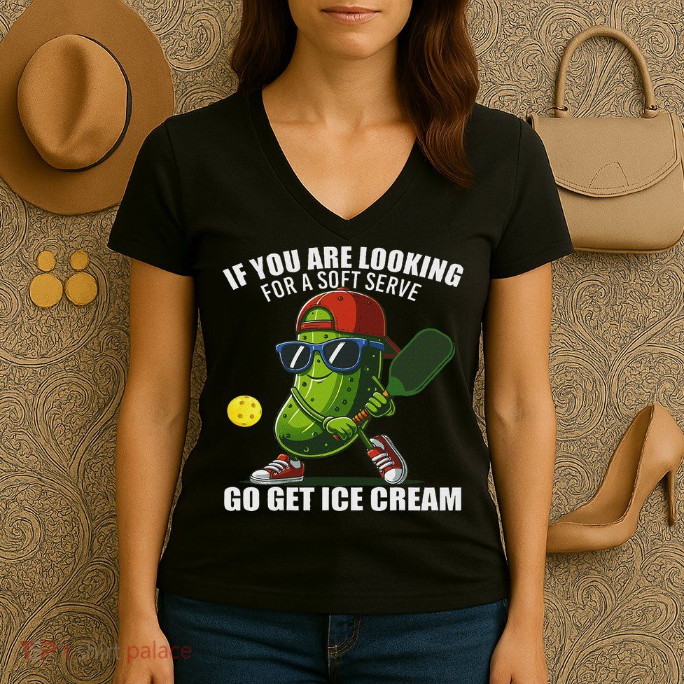 Funny Pickleball Design Funny Pickle Pickleball Women's V-Neck T-Shirt