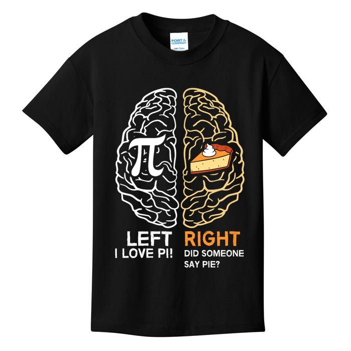 Funny Pi Day Left Vs Right Brain Pie Math Geek Gift Kids T-Shirt