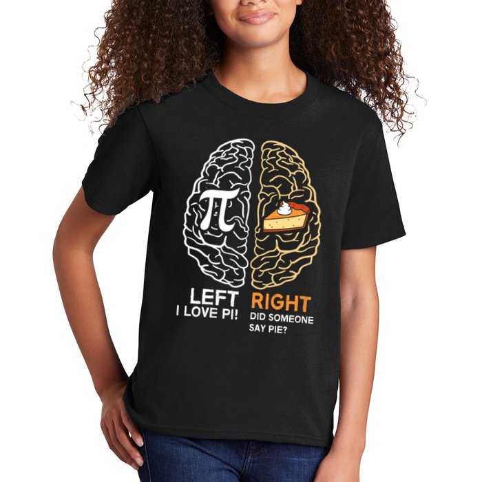 Funny Pi Day Left Vs Right Brain Pie Math Geek Gift Kids T-Shirt