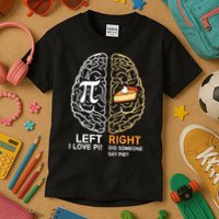 Funny Pi Day Left Vs Right Brain Pie Math Geek Gift Kids T-Shirt