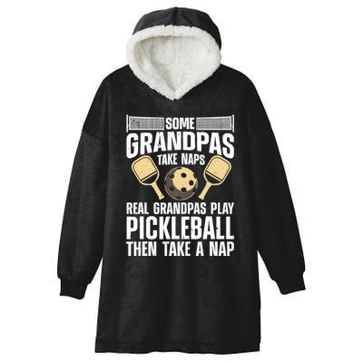 Funny Pickleball Design For Grandpa Pickleball Player Hooded Wearable Blanket