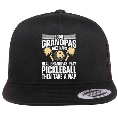 Funny Pickleball Design For Grandpa Pickleball Player Flat Bill Trucker Hat