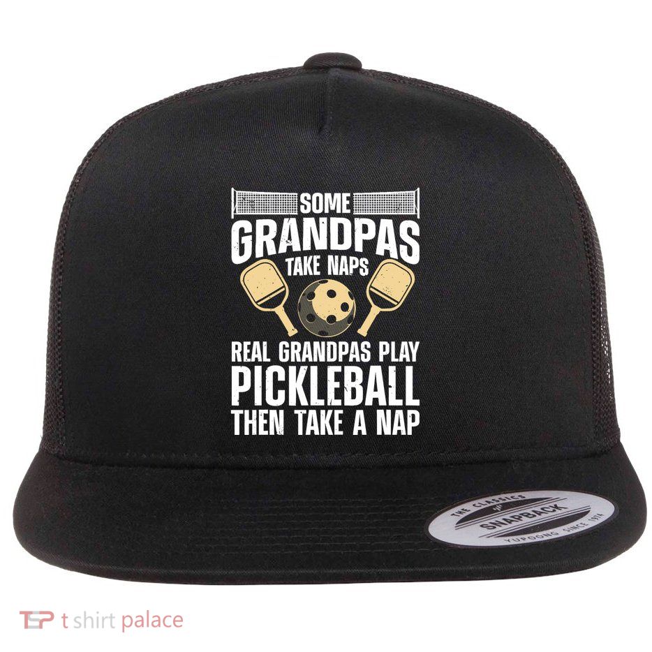 Funny Pickleball Design For Grandpa Pickleball Player Flatbill Hat