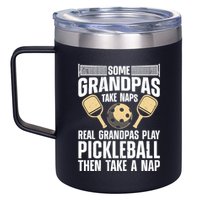 Funny Pickleball Design For Grandpa Pickleball Player 12oz Stainless Steel Coffee Mug