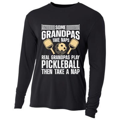 Funny Pickleball Design For Grandpa Pickleball Player Cooling Performance Long Sleeve Crew