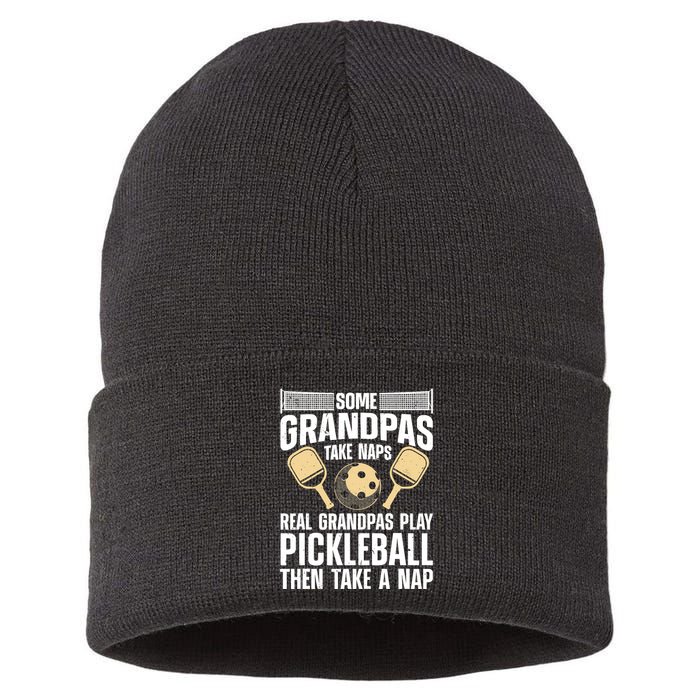 Funny Pickleball Design For Grandpa Pickleball Player Sustainable Knit Beanie