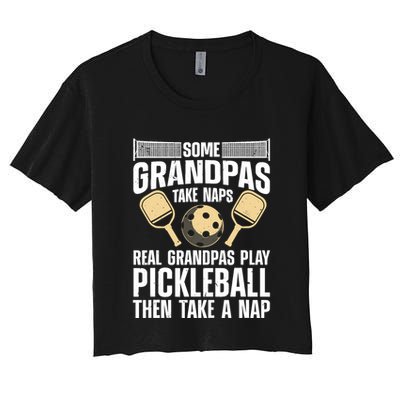 Funny Pickleball Design For Grandpa Pickleball Player Crop Top