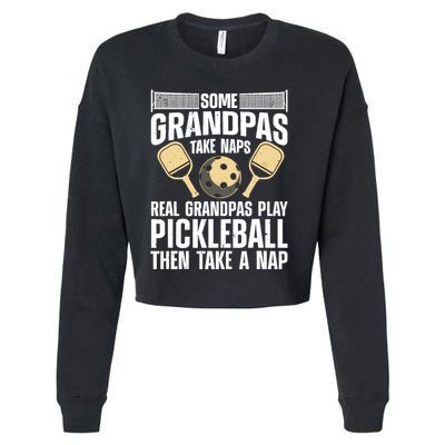 Funny Pickleball Design For Grandpa Pickleball Player Cropped Pullover Crew