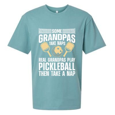 Funny Pickleball Design For Grandpa Pickleball Player Sueded Cloud Jersey T-Shirt