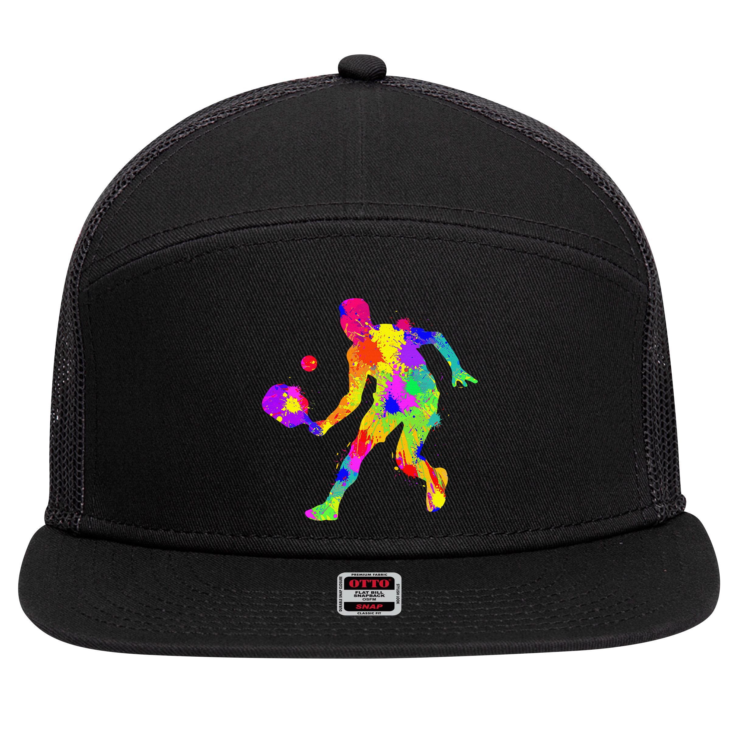Funny Pickleball Design For Grandpa Pickleball Player 7 Panel Mesh Trucker Snapback Hat