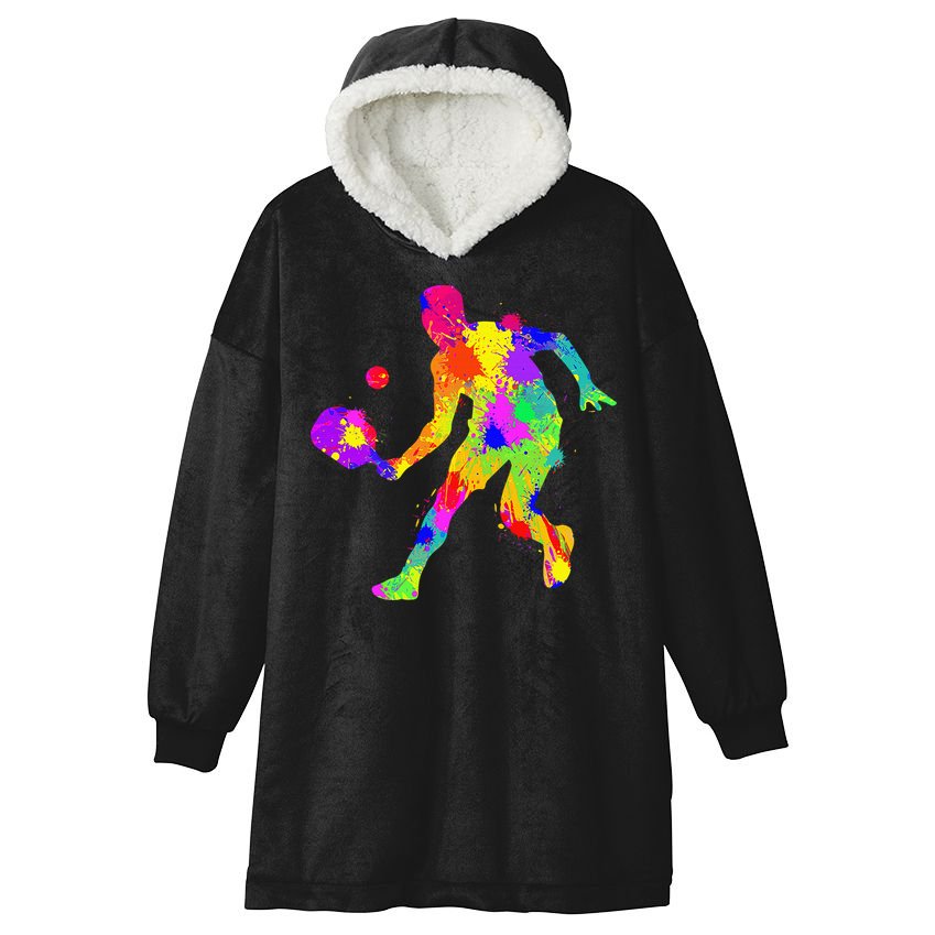 Funny Pickleball Design For Grandpa Pickleball Player Hooded Wearable Blanket