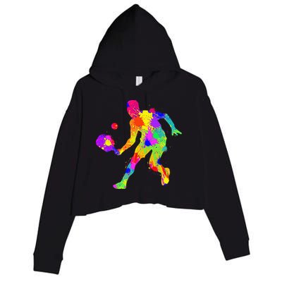 Funny Pickleball Design For Grandpa Pickleball Player Crop Fleece Hoodie