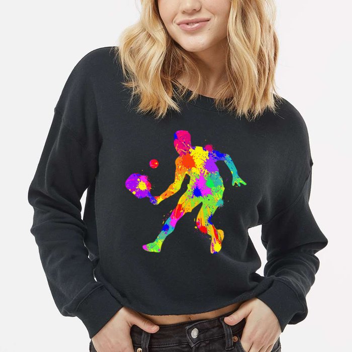 Funny Pickleball Design For Grandpa Pickleball Player Cropped Pullover Crew