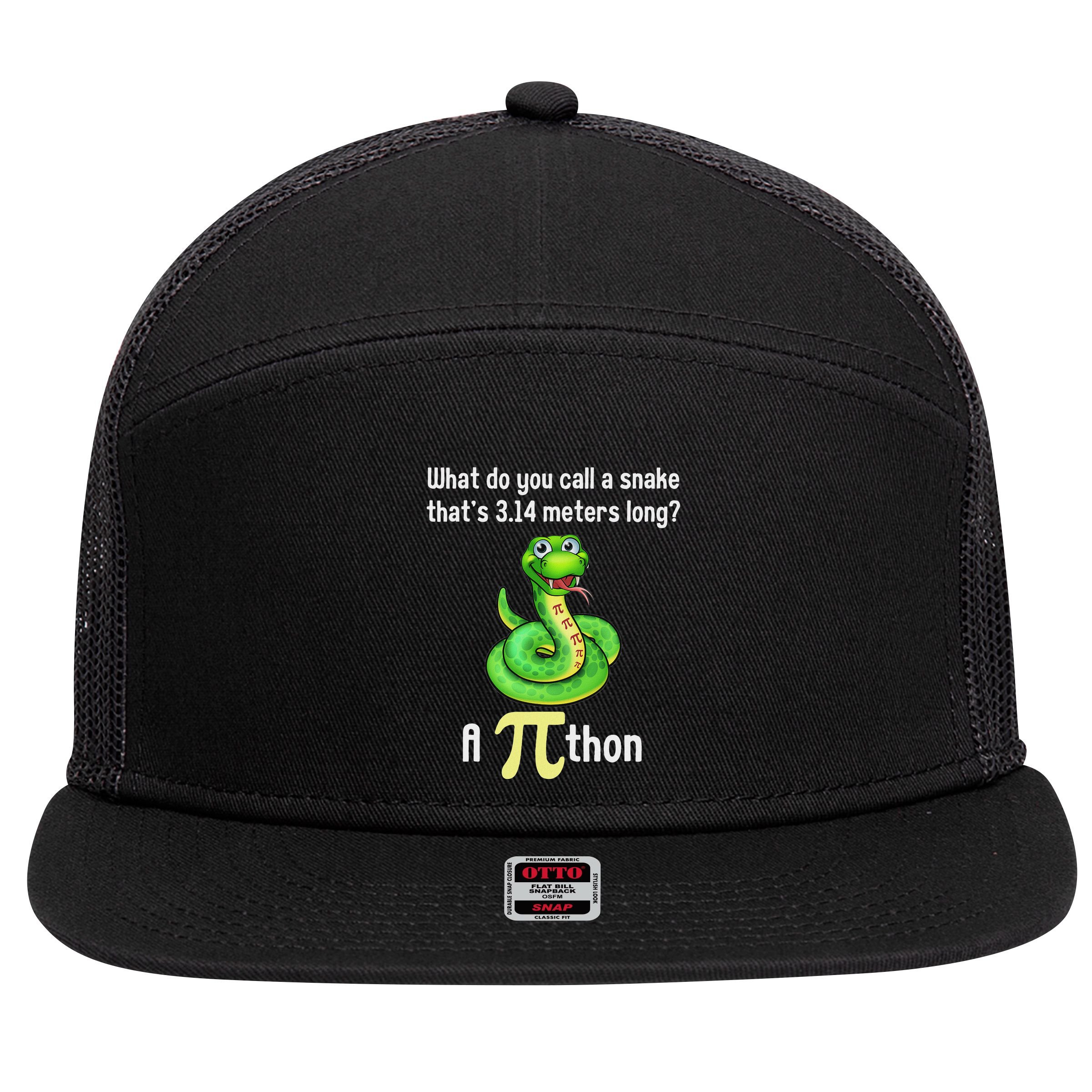 Funny Pi Day Puns Pithon Math Teacher Jokes 7 Panel Mesh Trucker Snapback Hat
