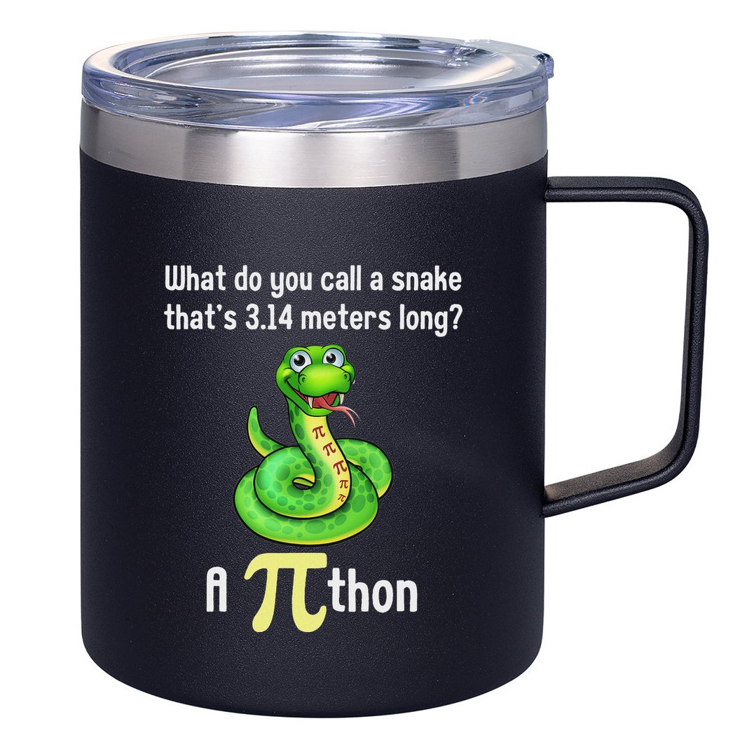 Funny Pi Day Puns Pithon Math Teacher Jokes 12oz Stainless Steel Coffee Mug