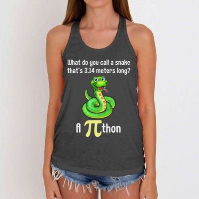 Funny Pi Day Puns Pithon Math Teacher Jokes Women's Knotted Racerback Tank