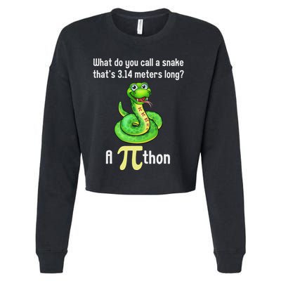 Funny Pi Day Puns Pithon Math Teacher Jokes Cropped Pullover Crew