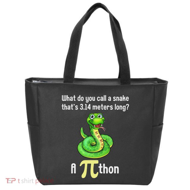 Funny Pi Day Puns Pithon Math Teacher Jokes Zip Tote Bag