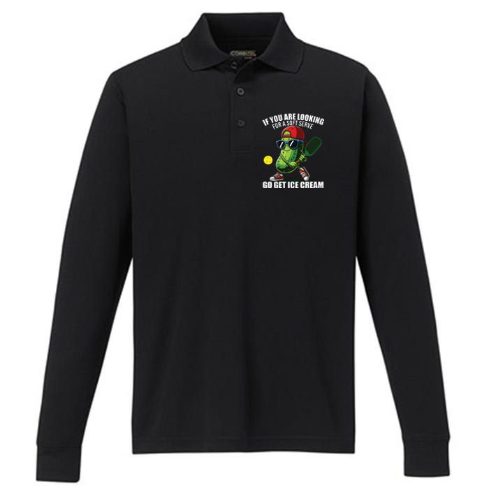 Funny Pickleball Design Funny Pickle Pickleball Lover Performance Long Sleeve Polo