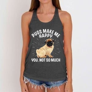 Funny Pug Design For Men Women Puppy Pet Dog Breed Pug Lover Women's Knotted Racerback Tank