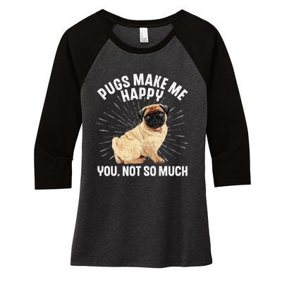 Funny Pug Design For Men Women Puppy Pet Dog Breed Pug Lover Women's Tri-Blend 3/4-Sleeve Raglan Shirt