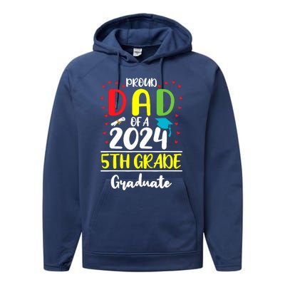 Funny Proud Dad Of A Class Of 2024 5th Grade Graduate Performance Fleece Hoodie