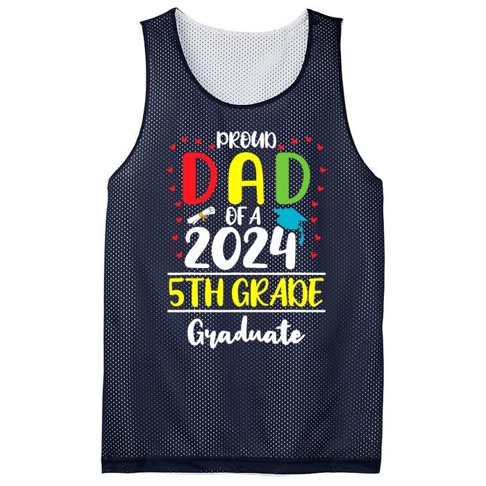 Funny Proud Dad Of A Class Of 2024 5th Grade Graduate Mesh Reversible Basketball Jersey Tank