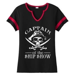 Funny Pirate Design Captain Ship Show Boater Boating Captain Ladies Halftime Notch Neck Tee